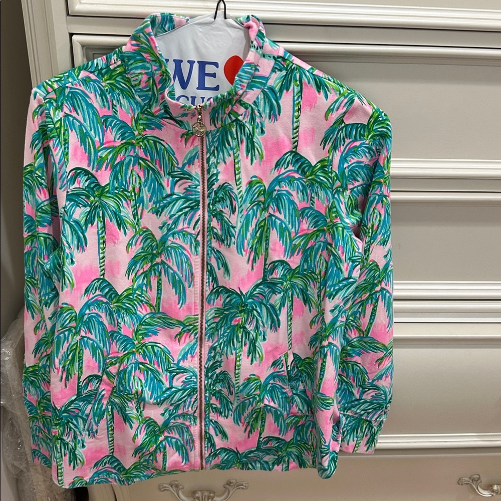 Lilly Pulitzer L Tropical Palm Tree Print Jacket
